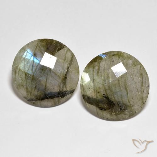 Gemas de Labradorita Multicolor natural de 25.78 ct, Redondo, Translúcido