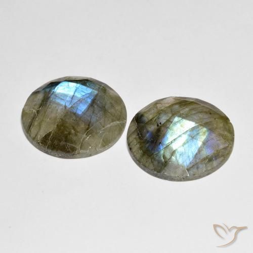 Gemas de Labradorita Multicolor natural de 25.78 ct, Redondo, Translúcido