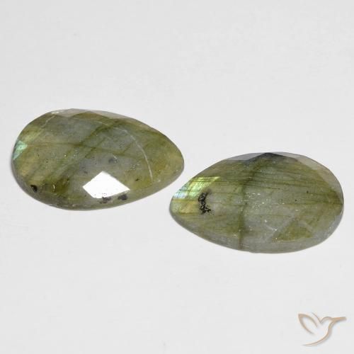 Gemas de Labradorita Multicolor natural de 13.42 ct, En forma de pera, Translúcido