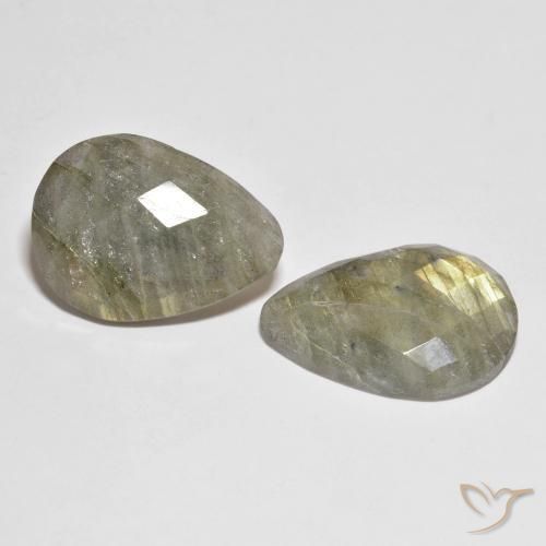 Gemas de Labradorita Multicolor natural de 19.56 ct, En forma de pera, Translúcido