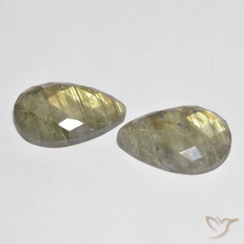 Gemas de Labradorita Multicolor natural de 19.56 ct, En forma de pera, Translúcido