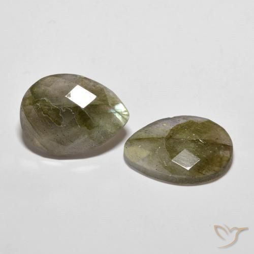Gemas de Labradorita Multicolor natural de 11.87 ct, En forma de pera, Translúcido