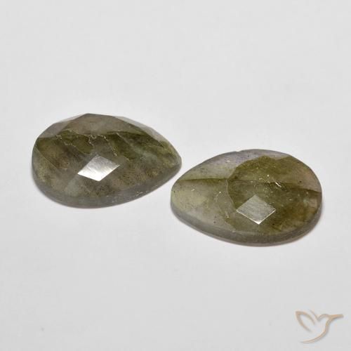 Gemas de Labradorita Multicolor natural de 11.87 ct, En forma de pera, Translúcido