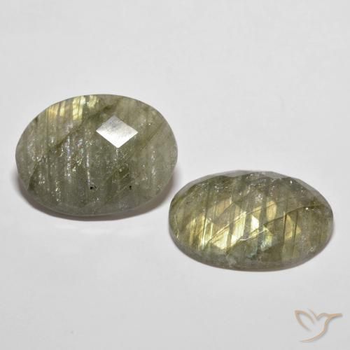 Gemas de Labradorita Multicolor natural de 21.64 ct, Ovalada, Translúcido