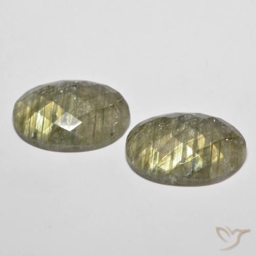 Gemas de Labradorita Multicolor natural de 21.64 ct, Ovalada, Translúcido