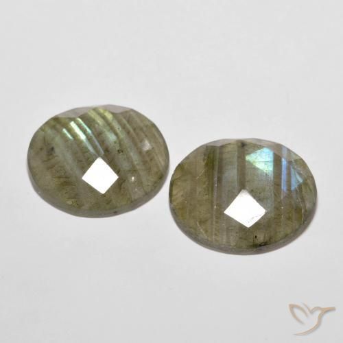 Gemas de Labradorita Multicolor natural de 15.21 ct, Redondo, Translúcido