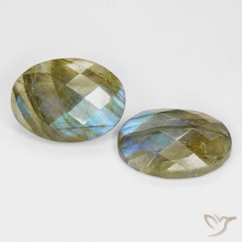Gemas de Labradorita Multicolor natural de 16.81 ct, Ovalada, Translúcido
