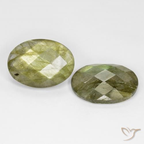 Gemas de Labradorita Multicolor natural de 16.55 ct, Ovalada, Translúcido