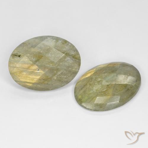 Gemas de Labradorita Multicolor natural de 18.25 ct, Ovalada, Translúcido