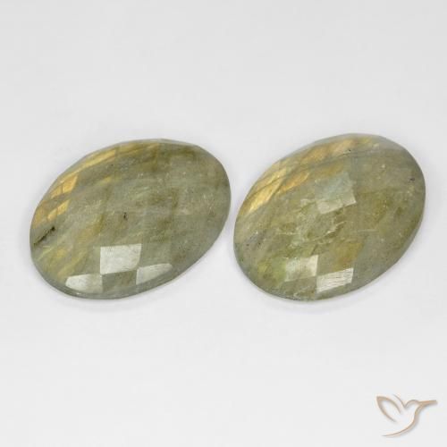 Gemas de Labradorita Multicolor natural de 18.25 ct, Ovalada, Translúcido