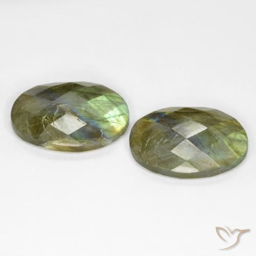 Gemas de Labradorita Multicolor natural de 15.65 ct, Ovalada, Translúcido