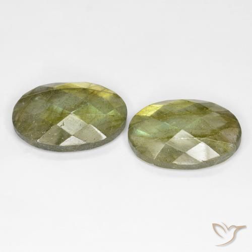 Gemas de Labradorita Multicolor natural de 16.30 ct, Ovalada, Translúcido