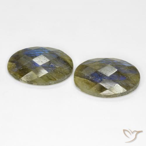 Gemas de Labradorita Multicolor natural de 13.71 ct, Ovalada, Translúcido