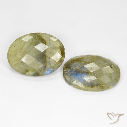 Gemas de Labradorita Multicolor natural de 20.44 ct, Ovalada, Translúcido