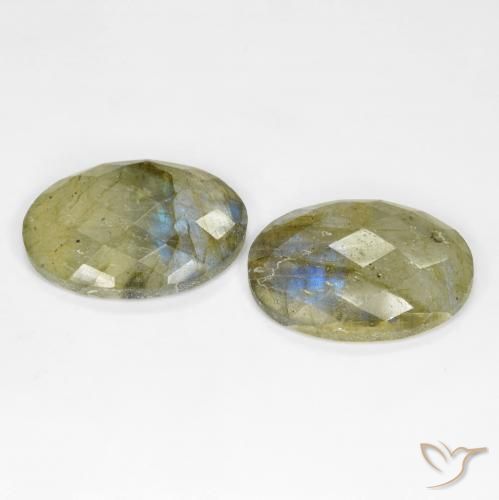 Gemas de Labradorita Multicolor natural de 20.44 ct, Ovalada, Translúcido