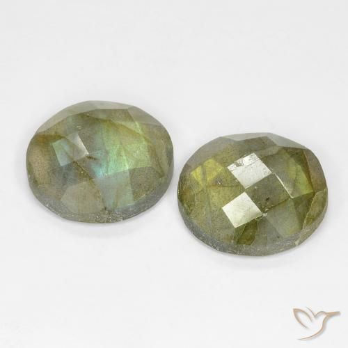 Gemas de Labradorita Multicolor natural de 8.19 ct, Redondo, Translúcido