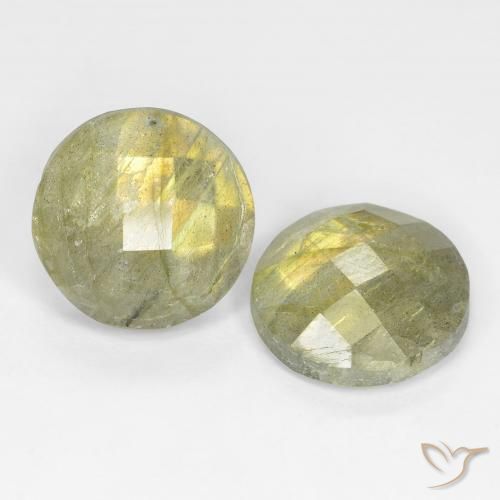Gemas de Labradorita Multicolor natural de 9.43 ct, Redondo, Translúcido