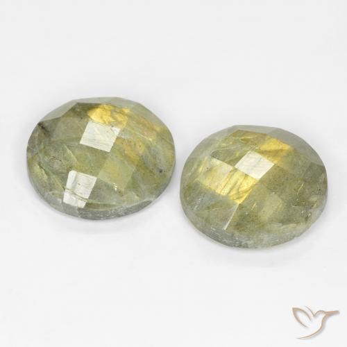 Gemas de Labradorita Multicolor natural de 9.43 ct, Redondo, Translúcido