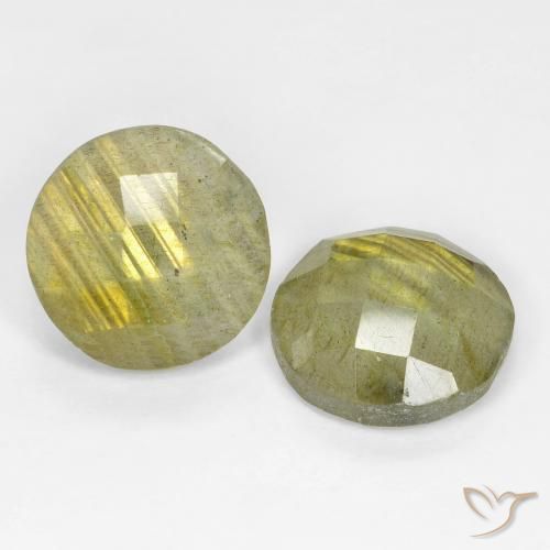 Gemas de Labradorita Multicolor natural de 9.66 ct, Redondo, Translúcido