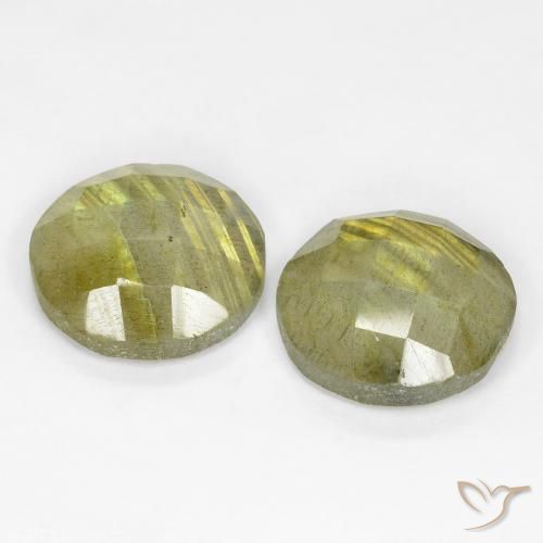 Gemas de Labradorita Multicolor natural de 9.66 ct, Redondo, Translúcido