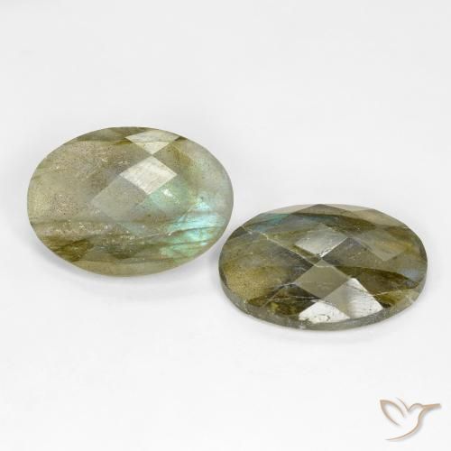 Gemas de Labradorita Multicolor natural de 16.40 ct, Ovalada, Translúcido