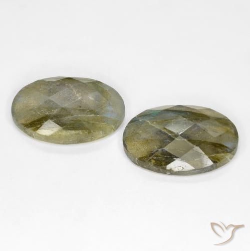 Gemas de Labradorita Multicolor natural de 16.40 ct, Ovalada, Translúcido