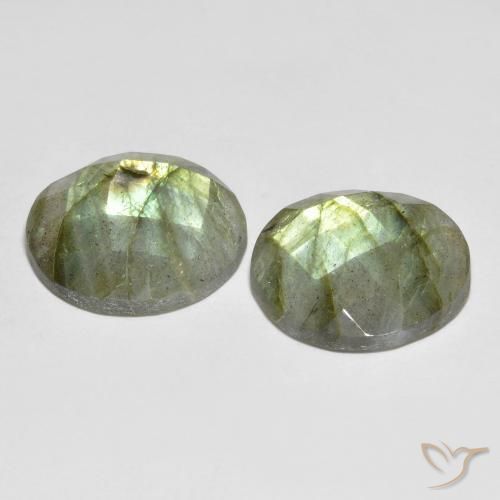 Gemas de Labradorita Multicolor natural de 17.56 ct, Redondo, Translúcido