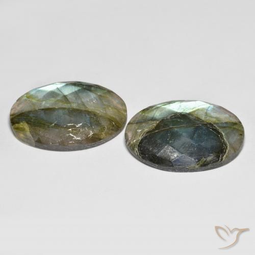 Gemas de Labradorita Multicolor natural de 32.94 ct, Ovalada, Translúcido