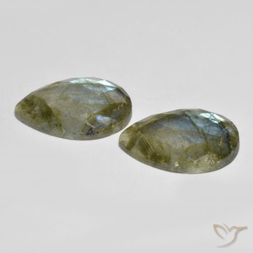 Gemas de Labradorita Multicolor natural de 22.95 ct, En forma de pera, Translúcido