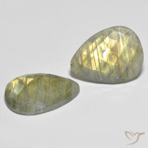 Gemas de Labradorita Multicolor natural de 18.77 ct, En forma de pera, Translúcido