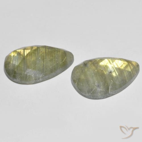 Gemas de Labradorita Multicolor natural de 18.77 ct, En forma de pera, Translúcido