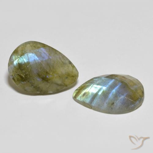 Gemas de Labradorita Multicolor natural de 14.77 ct, En forma de pera, Translúcido