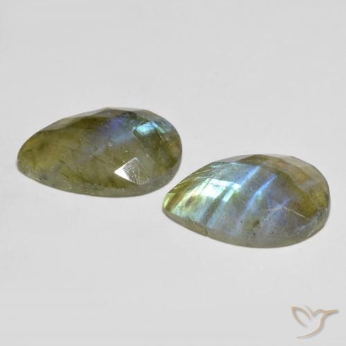 Gemas de Labradorita Multicolor natural de 14.77 ct, En forma de pera, Translúcido