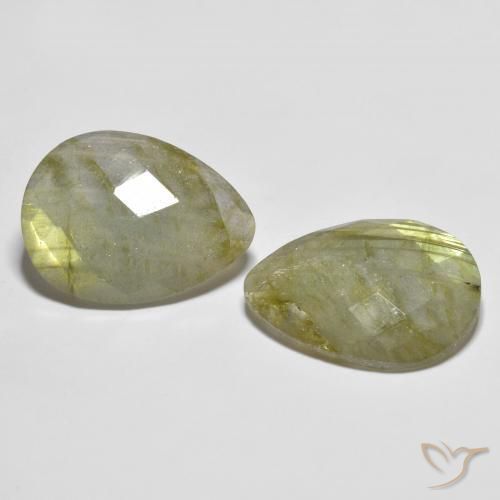 Gemas de Labradorita Multicolor natural de 18.22 ct, En forma de pera, Translúcido