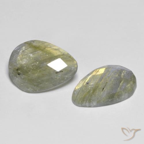 Gemas de Labradorita Multicolor natural de 9.34 ct, En forma de pera, Translúcido