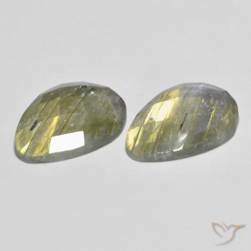 Gemas de Labradorita Multicolor natural de 9.34 ct, En forma de pera, Translúcido