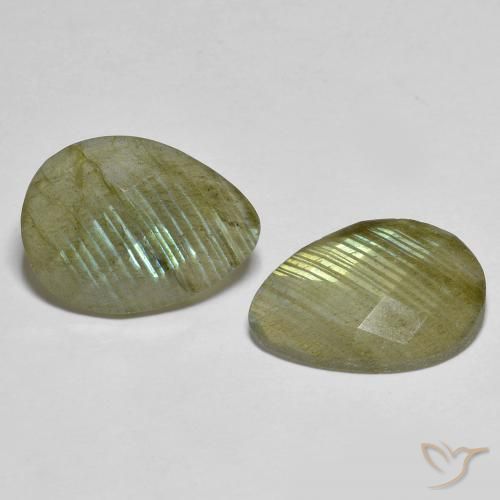 Gemas de Labradorita Multicolor natural de 11.04 ct, En forma de pera, Translúcido