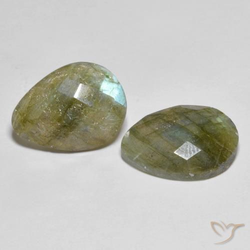 Gemas de Labradorita Multicolor natural de 11.38 ct, En forma de pera, Translúcido