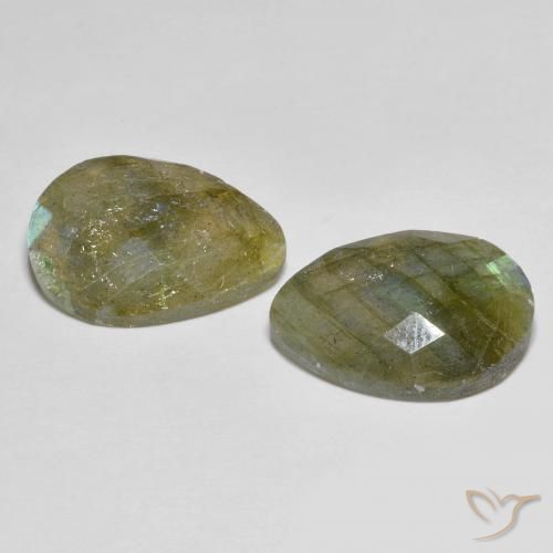 Gemas de Labradorita Multicolor natural de 11.38 ct, En forma de pera, Translúcido