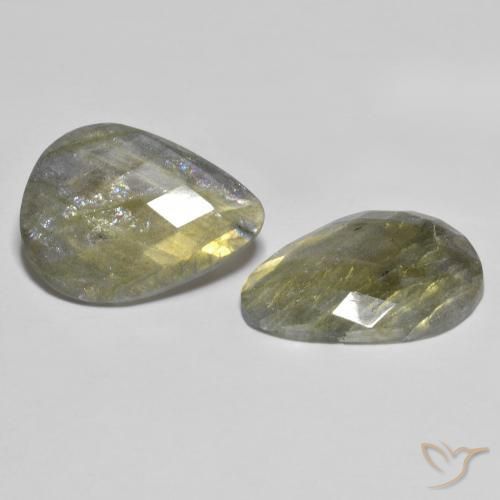 Gemas de Labradorita Multicolor natural de 18.15 ct, En forma de pera, Translúcido
