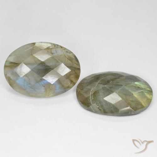 Gemas de Labradorita Multicolor natural de 26.21 ct, Ovalada, Translúcido