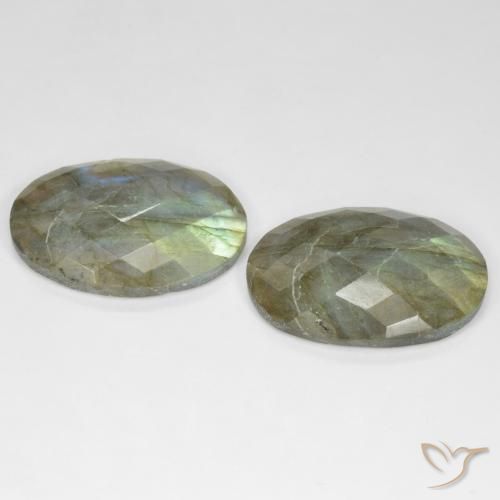 Gemas de Labradorita Multicolor natural de 26.21 ct, Ovalada, Translúcido