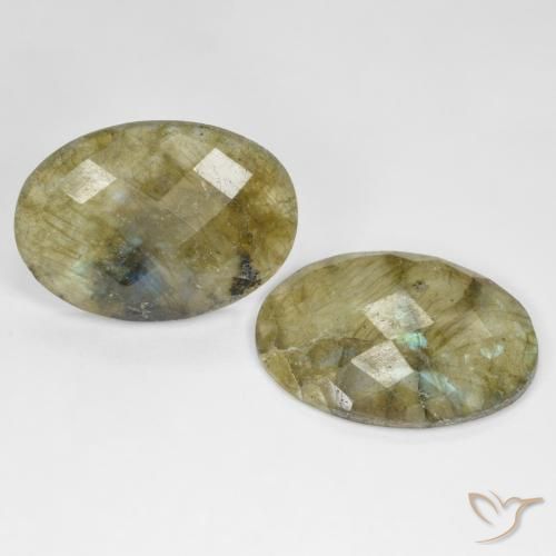 Gemas de Labradorita Multicolor natural de 22.96 ct, Ovalada, Translúcido