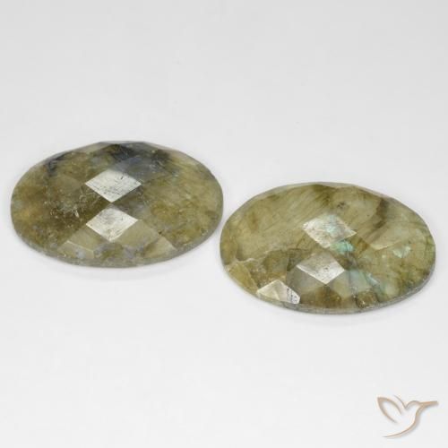 Gemas de Labradorita Multicolor natural de 22.96 ct, Ovalada, Translúcido