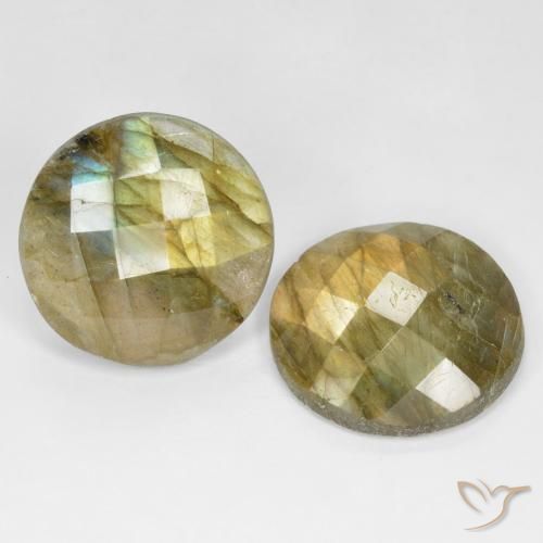 Gemas de Labradorita Multicolor natural de 17.09 ct, Redondo, Translúcido