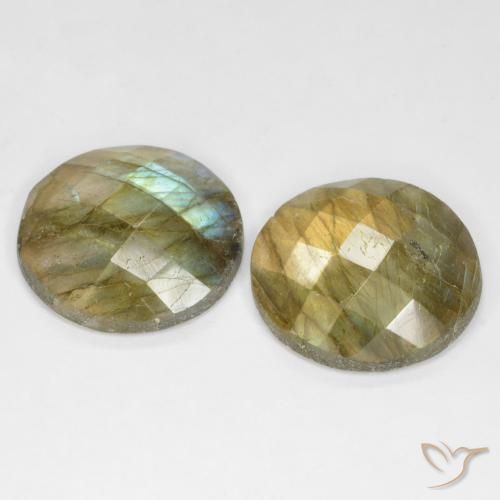 Gemas de Labradorita Multicolor natural de 17.09 ct, Redondo, Translúcido