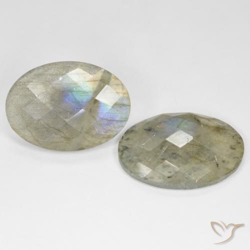 Gemas de Labradorita Multicolor natural de 23.01 ct, Ovalada, Translúcido