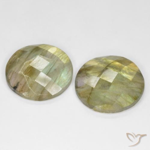 Gemas de Labradorita Multicolor natural de 16.20 ct, Redondo, Translúcido