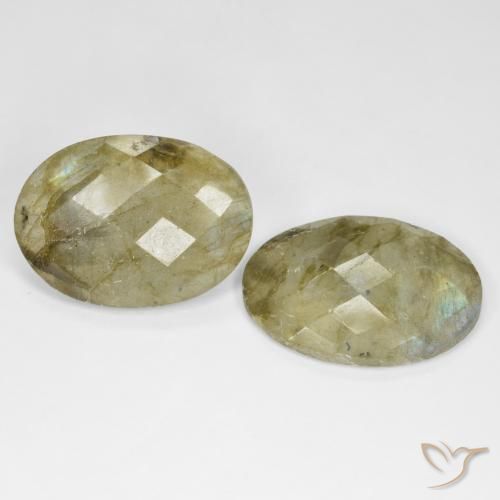 Gemas de Labradorita Multicolor natural de 23.45 ct, Ovalada, Translúcido