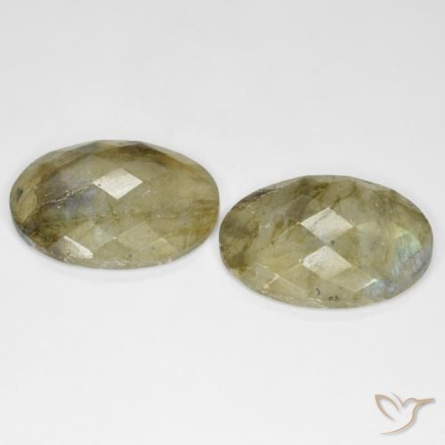 Gemas de Labradorita Multicolor natural de 23.45 ct, Ovalada, Translúcido